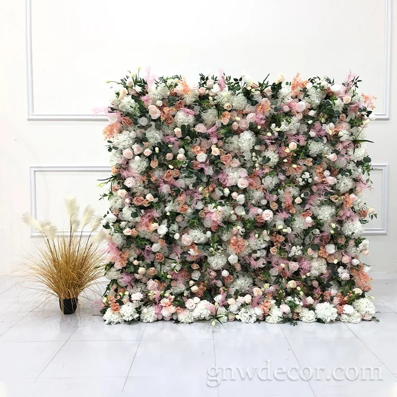 GNW 5D Decor's Realistic Rose Flower Wall Panel Artificial Interior Decoration Supplies for Wedding Backdrop