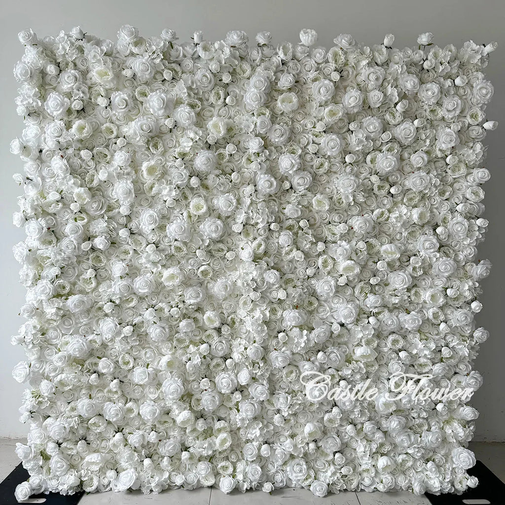 L-R267 Handmade Silk Pink 8x8 Feet Artificial Rose Flower Wall for Wedding Christmas Back-to-School Chinese New Year Party Decor