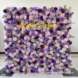 Custom OEM ODM Artificial Flower Wall Roll up Silk Floral Backdrop Handmade for Fall Wedding Event Party Decor Wholesale - 8ft*8ft, 10ft*10ft, Customized / FW512