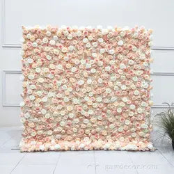 GNW Factory 8*8ft Roll up Shape Retaining Silk Pink Rose Artificial Flower Wall for Wedding Event Party Decor - 8*8ft / 20220107102134