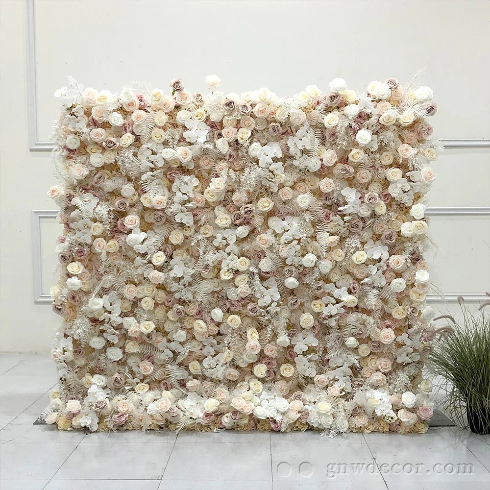 GNW Artificial Flower Backdrop Nude Color Party Backdrop Wall Decoration Photobooth  Flower