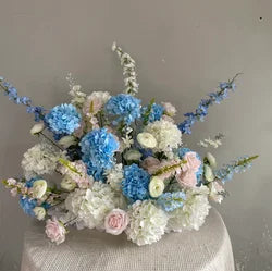 M-FR70 Natural Burgundy Greenery Artificial Flowers White Aisle Centerpiece Pink Flower Runner Wedding Decorations Supplies - cream pink blue