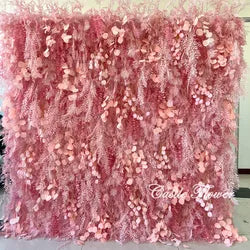 L-R447 Wholesale Custom Fabric Flower Wall Pink Wedding Supplies Decoration Rose Backdrop Silk Artificial Decorative Flower Wall - 8ft*8ft, 10ft*10ft, Customized / FW511-10