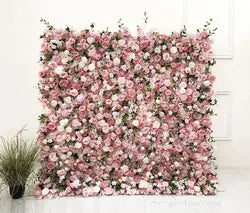 GNW Factory 8*8ft Roll up Shape Retaining Silk Pink Rose Artificial Flower Wall for Wedding Event Party Decor - 8*8ft / 20220106162532