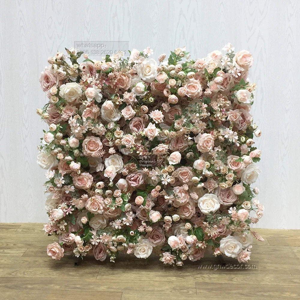 GNW New Hot Product Odorless Durable Silk 7D Background Wall Wedding Flower Feel Real Romantic Background Wall for Wedding Decor