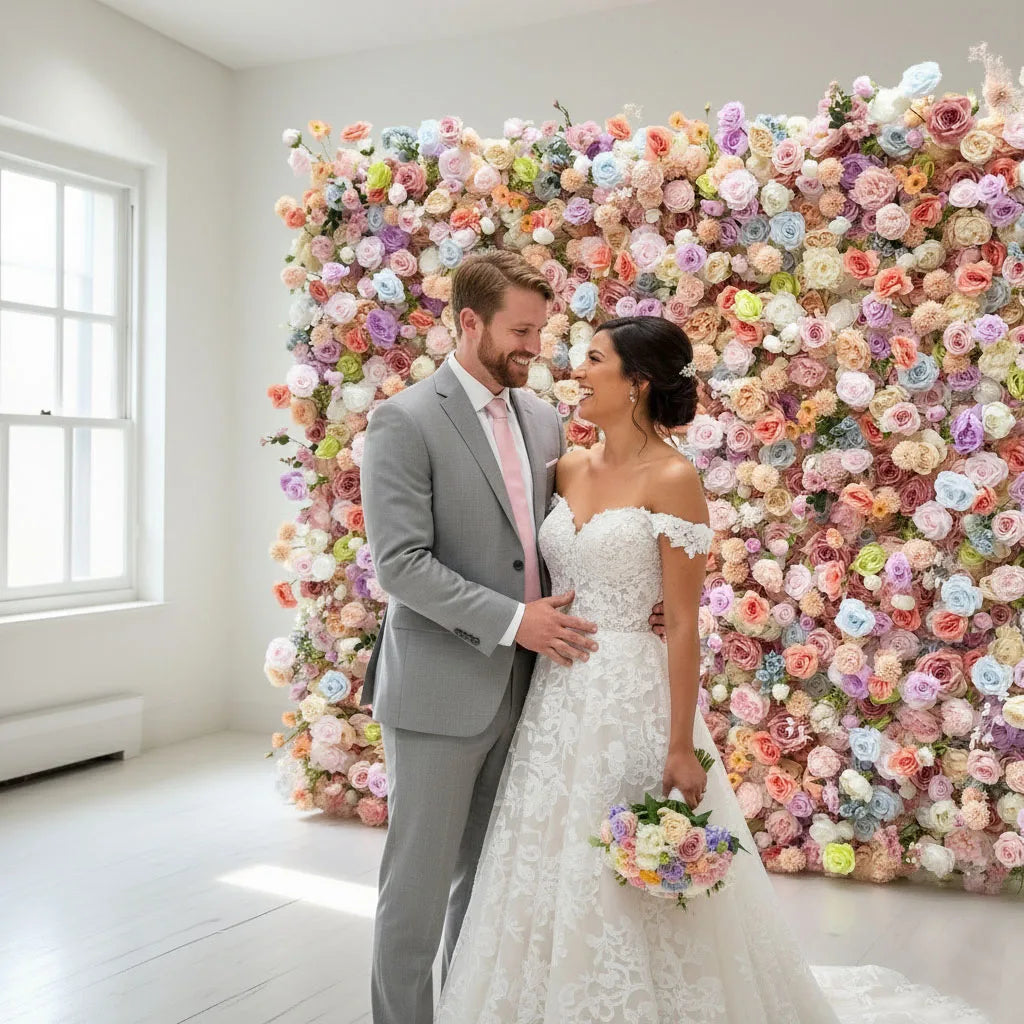 Wholesale Custom Flower Wall Wedding Backdrop Rose Silk Artificial GNW Brand China Origin