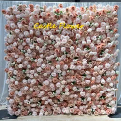 O-FW539 Customs white Pink 5D Cloth Flower Wall Wedding Backdrop Flower Wall Panel for Gender Reveal or Baby Shower Party Decor - Large / #16