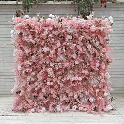 Wholesale Salesin Stock 5D Floral Backdrop Premium Silk Rose Decor Artificial Wedding Flower Wall for Weddings Events - 8ft*8ft in the picture / AS PICTURE