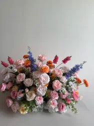 H-973 Hot Selling Wedding Flower Hanging Flower Runner  Artificial Silk Flower Ball Centerpieces for Wedding Event Decoration - 60-100cm size / Mix-3