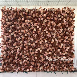 L-R267 Handmade Silk Pink 8x8 Feet Artificial Rose Flower Wall for Wedding Christmas Back-to-School Chinese New Year Party Decor - 8ft*8ft, 10ft*10ft, Customized / FW619