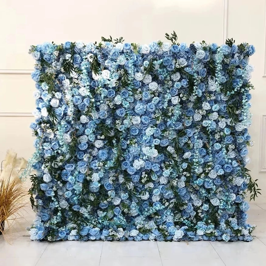 GNW Wedding Stage Back Drop Decorative Pink Rose Hydrangea Wall Rolled up Artificial Flower White Backdrop