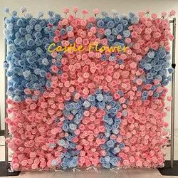 O-FW539 Customs white Pink 5D Cloth Flower Wall Wedding Backdrop Flower Wall Panel for Gender Reveal or Baby Shower Party Decor - Large / #21