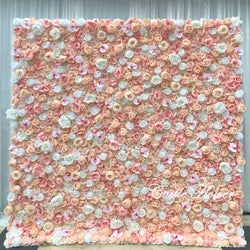L-R264 Handmade Silk Pink 8x8 Feet Artificial Rose Flower Wall for Wedding Christmas Back-to-School Chinese New Year Party Decor - 8ft*8ft, 10ft*10ft, Customized / FW520
