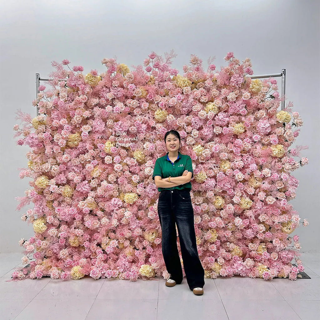 GNW Wedding Backdrop Artificial Silk Flowers Hydrangea Design 8x8ft Multi-Color Options