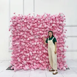 Wholesale Salesin Stock 5D Floral Backdrop Premium Silk Rose Decor Artificial Wedding Flower Wall for Weddings Events - 8ft*8ft in the picture / AS PICTURE