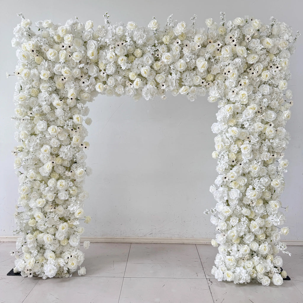 M-FW15 Wedding Party Artificial Rose Flower Wall Backdrop Roll up 3d 5d Fabric Wedding Wall Flower White Flower Wall Panel
