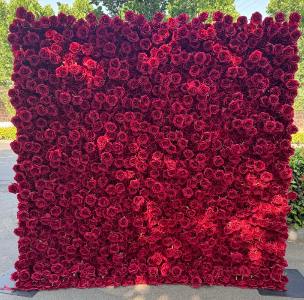 L-R447 Wholesale Custom Fabric Flower Wall Pink Wedding Supplies Decoration Rose Backdrop Silk Artificial Decorative Flower Wall