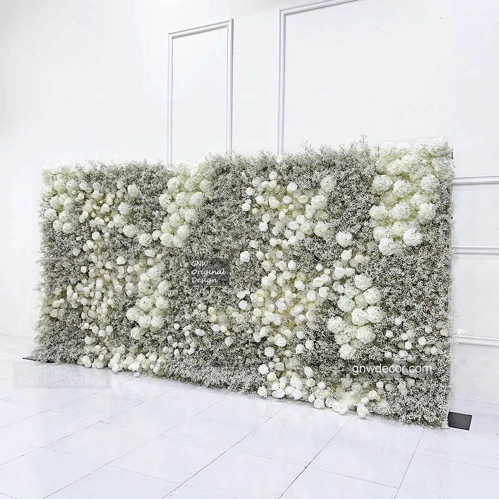 3D Design Floral Bouquet Ceiling Black Babybreath Rose Artificial Flower Decoration Wedding Backdrop