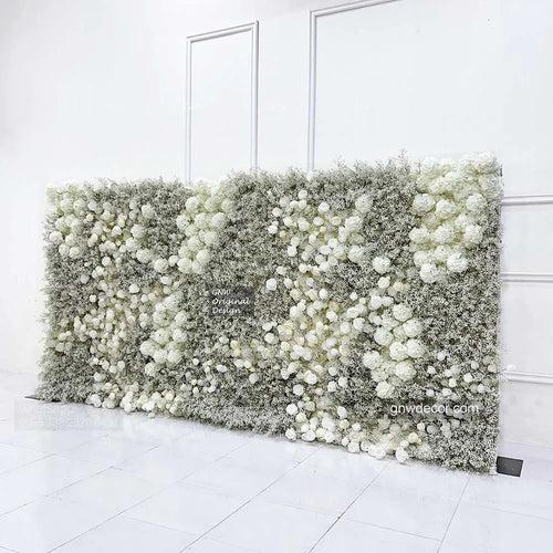 3D Design Floral Bouquet Ceiling Black Babybreath Rose Artificial Flower Decoration Wedding Backdrop