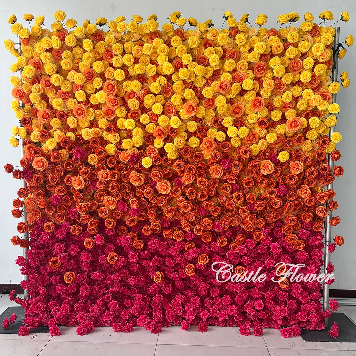 L-R270 Custom Colorful Flower Wall 8*8 ft Roll up Handmade Floral Backdrop Wedding Decoration Arrangement for Events Party Decor