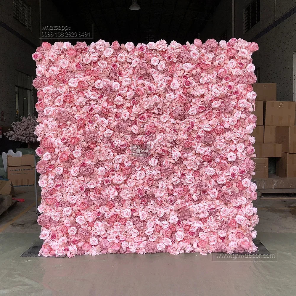 GNW Flower Wall Backdrop Flower Decoration Artificial Wall Backdrop Factory Silk Wedding Decoration Wedding Wall Design