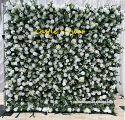 O-FW539 Customs white Pink 5D Cloth Flower Wall Wedding Backdrop Flower Wall Panel for Gender Reveal or Baby Shower Party Decor - Large / #8