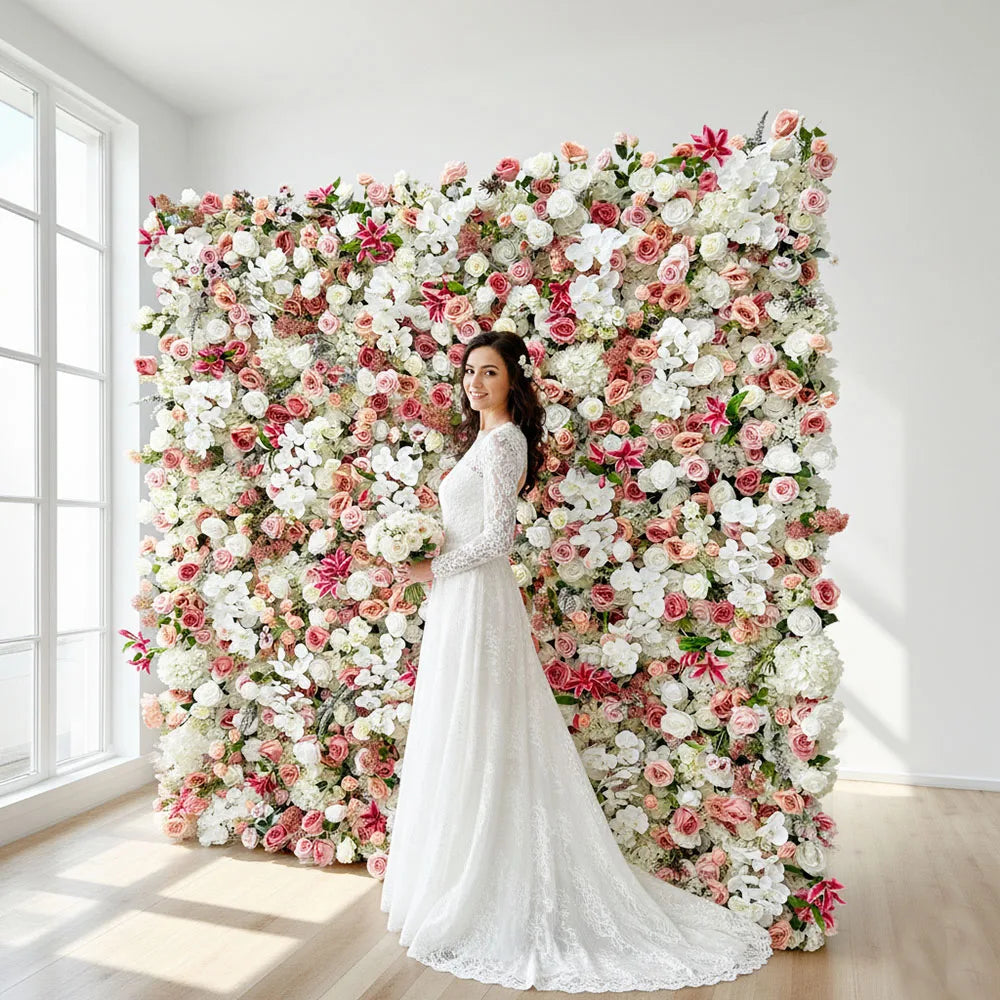 Wholesale Modern Classic Artificial Flower Wall with Carton Packing for Wedding Baby Shower Decoration Customizable Size & Color