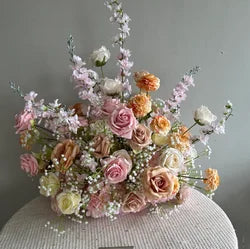 M-FR70 Natural Burgundy Greenery Artificial Flowers White Aisle Centerpiece Pink Flower Runner Wedding Decorations Supplies - Orange