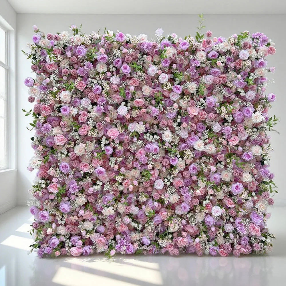 Rose Themed Faux Artificial Flower Wall for Romantic Wedding Decoration