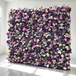 Detachable Sections Modern Romantic New Arrival Artificial Flower Wall for Flexible Wedding Decoration Layout - 2ft x 8ft / 5D roses+Hydrangea +leaf