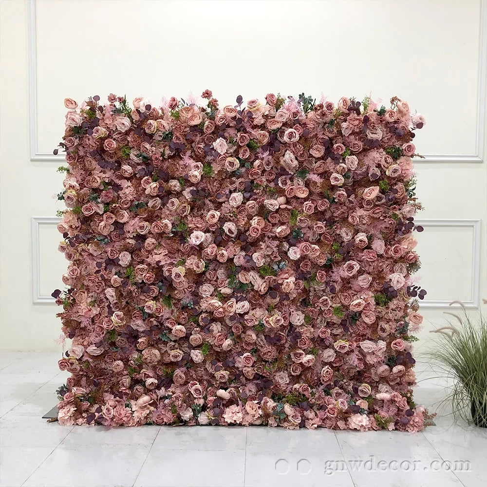 GNW 5D Decor's Realistic Rose Flower Wall Panel Artificial Interior Decoration Supplies for Wedding Backdrop