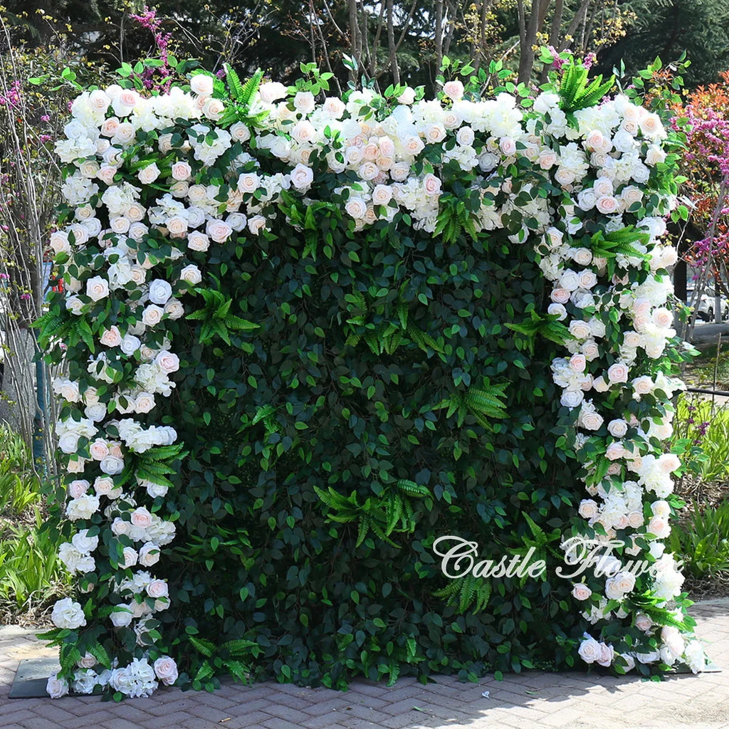 L-R272 High Quality Silk Artificial Red Rose Flower Wall Floral Backdrop 8x8 ft Customized Size Wedding Party Decoration