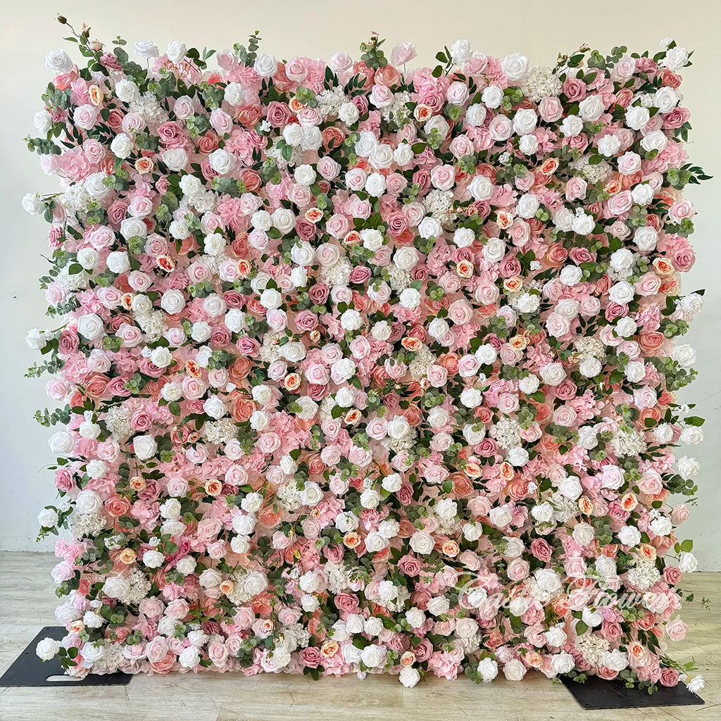 Custom OEM ODM Artificial Flower Wall Roll up Silk Floral Backdrop Handmade for Fall Wedding Event Party Decor Wholesale