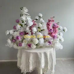 H-973 Hot Selling Wedding Flower Hanging Flower Runner  Artificial Silk Flower Ball Centerpieces for Wedding Event Decoration - 60-100cm size / Mix-15