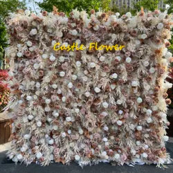 Custom OEM ODM Artificial Flower Wall Roll up Silk Floral Backdrop Handmade for Fall Wedding Event Party Decor Wholesale - 8ft*8ft, 10ft*10ft, Customized / FW521
