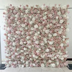 L-R267 Handmade Silk Pink 8x8 Feet Artificial Rose Flower Wall for Wedding Christmas Back-to-School Chinese New Year Party Decor - 8ft*8ft, 10ft*10ft, Customized / FW626