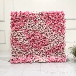 GNW Factory 8*8ft Roll up Shape Retaining Silk Pink Rose Artificial Flower Wall for Wedding Event Party Decor - 8*8ft / 20220715161039