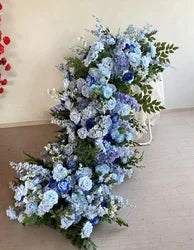 M-FR70 Natural Burgundy Greenery Artificial Flowers White Aisle Centerpiece Pink Flower Runner Wedding Decorations Supplies - Blue