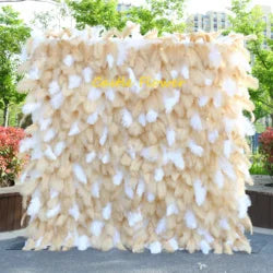 M-FW15 Wedding Party Artificial Rose Flower Wall Backdrop Roll up 3d 5d Fabric Wedding Wall Flower White Flower Wall Panel - Customized / #9