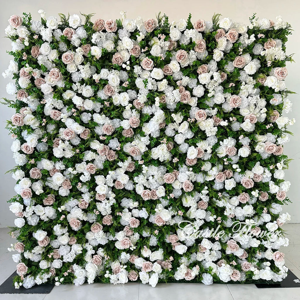 L-R266 Custom 5d Fabric Flower Wall Blue Wedding Supplies Decoration Rose Backdrop Silk Artificial Decorative Flower Wall
