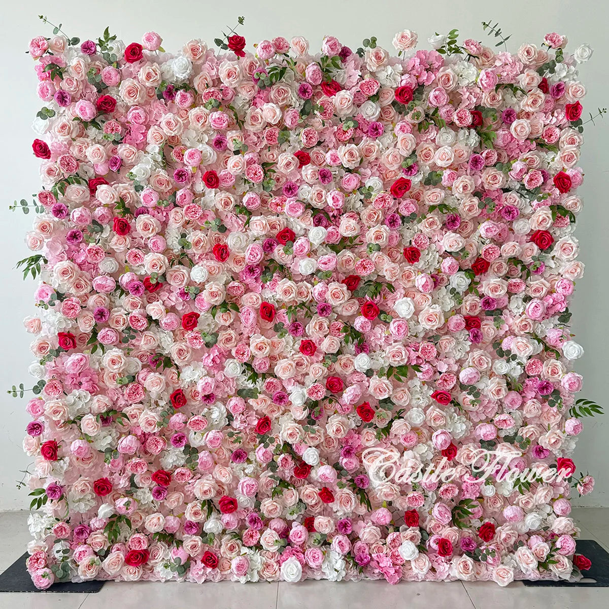 L-R379 Hot Sale Costum 8*8 Feet Colorful Artificial Flower Wall for Wedding Party Proposal Festive Decor Christmas Back School