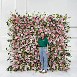 Wholesale Salesin Stock 5D Floral Backdrop Premium Silk Rose Decor Artificial Wedding Flower Wall for Weddings Events - 8ft*8ft in the picture / AS PICTURE