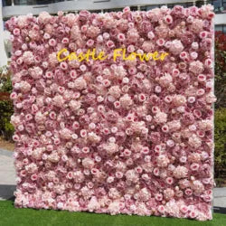 Custom OEM ODM Artificial Flower Wall Roll up Silk Floral Backdrop Handmade for Fall Wedding Event Party Decor Wholesale - 8ft*8ft, 10ft*10ft, Customized / FW523