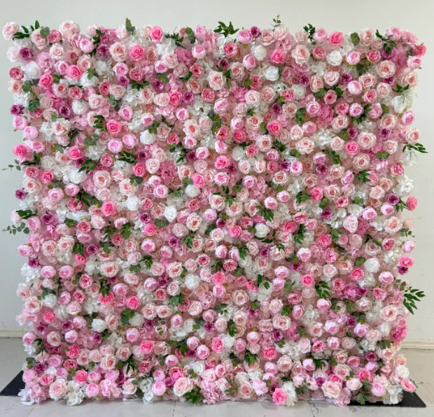L-R447 Wholesale Custom Fabric Flower Wall Pink Wedding Supplies Decoration Rose Backdrop Silk Artificial Decorative Flower Wall