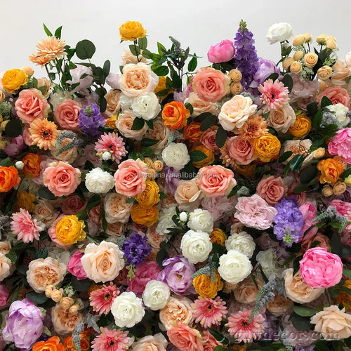 GNW 5D Decor's Realistic Rose Flower Wall Panel Artificial Interior Decoration Supplies for Wedding Backdrop