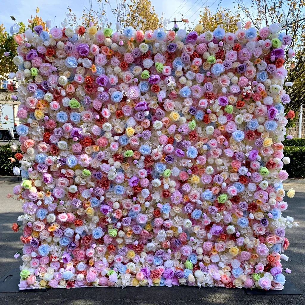 Custom OEM ODM Artificial Flower Wall Roll up Silk Floral Backdrop Handmade for Fall Wedding Event Party Decor Wholesale