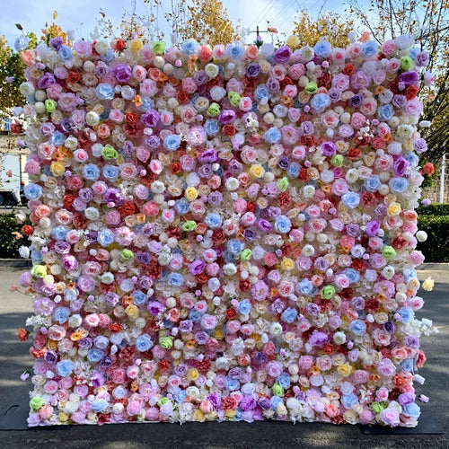 Custom OEM ODM Artificial Flower Wall Roll up Silk Floral Backdrop Handmade for Fall Wedding Event Party Decor Wholesale