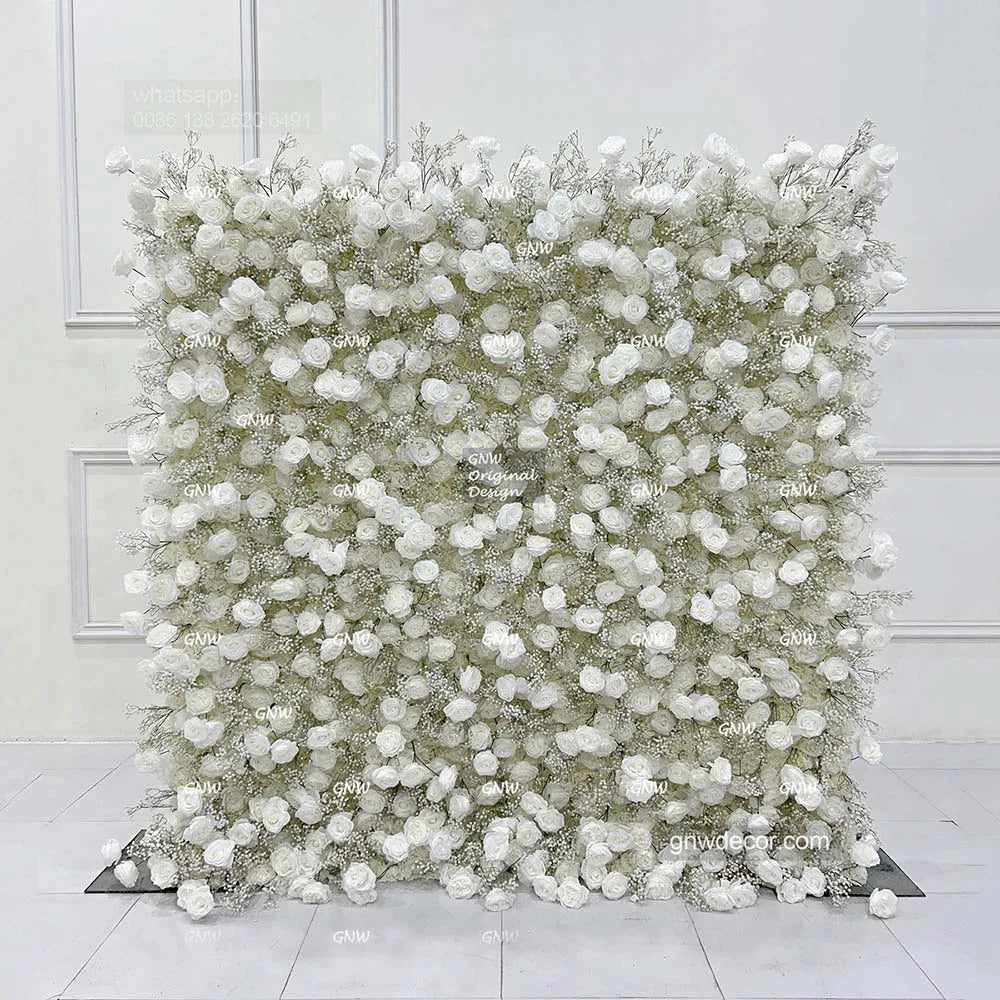 3D Design Floral Bouquet Ceiling Black Babybreath Rose Artificial Flower Decoration Wedding Backdrop