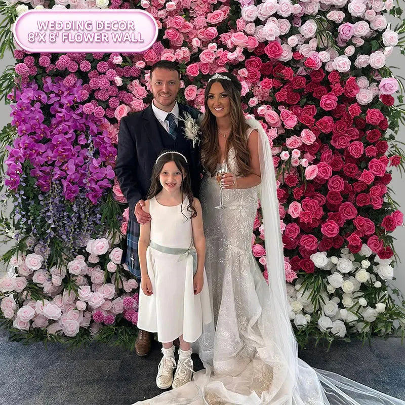 Heavy Duty Elastic Modern Romantic New Arrival Artificial Flower Wall Backdrop for Long-lasting Indoor/Outdoor Decoration