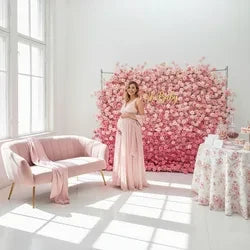 GNW Gradient Pink Wedding Supplies Decoration Artificial Flower Wall Backdrop for Wedding Decor Roll up Flower Wall Decoration - 8ftx8ft / Pink